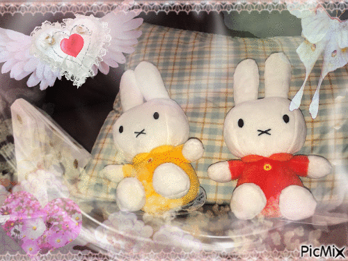 Two miffy rabbits next to each other.